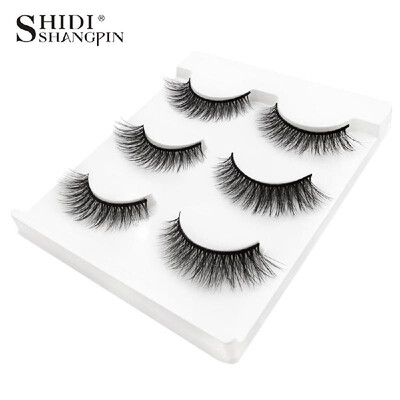 

SHIDISHANGPIN False Eyelashes 3 Pairs Pure Handmade Natural 3D Mink False Lashes Cruelty-free Reusable Makeup Eyelashes