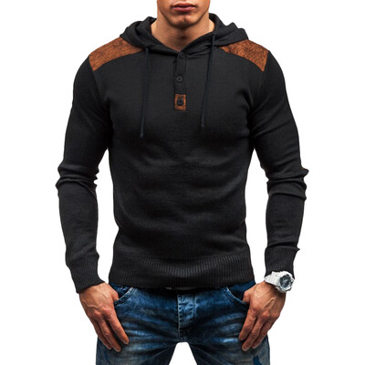 

Men\s Solid Color Hooded Sweater