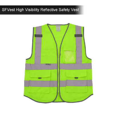 

SFVest High Visibility Reflective Safety Vest Reflective Vest Multi Pockets Workwear Security Working Clothes Day Night Motorcycl