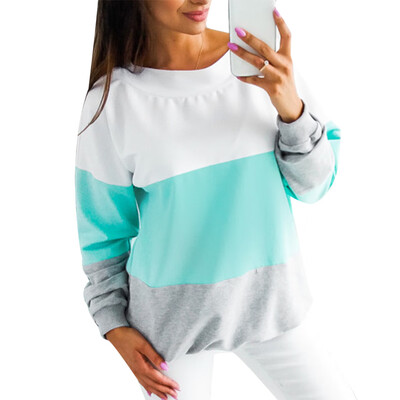 

Casual Color Block Bandage Backless Long Sleeve Sweatshirt Women Loose Pullover