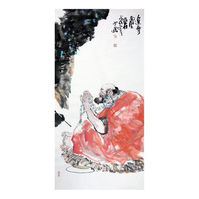 

Bodhidharma Tu Wall Art Artist Hand-painted Traditional Chinese Painting Buddhism Cultural Work Home or Office Decor Carefully Pac