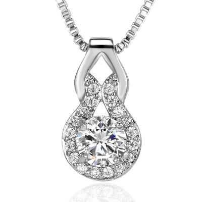 

4 Colors Necklace Gourd-shaped Zircon Crystal Necklace Chain Clavicle Sweater Chain Women Rhinestone Silver Pendant Jewelry