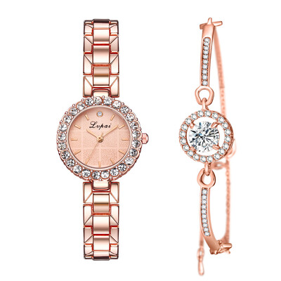 

Quartz watch simple temperament alloy strap ladies watch bracelet watch two-piece