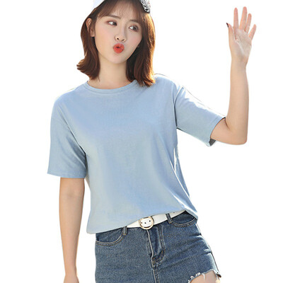 

Womens O-Neck Solid Short Sleeve Loose T-Shirt