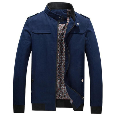 

Fashion Men Winter Solid Color Jacket Stand Collar Long Sleeve Zipper Pocket Button Splicing Casual Coat Outerwear