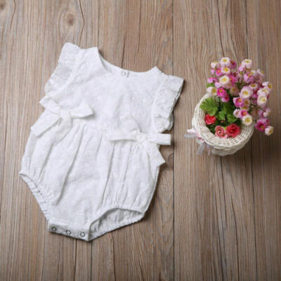 

US Newborn Infant Baby Cotton Lace Hollow Romper Bodysuit Sunsuit Summer Outfits