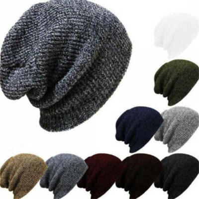 

Mens Ladies Knitted Woolly Winter Oversized Slouch Beanie Hat Cap skateboard