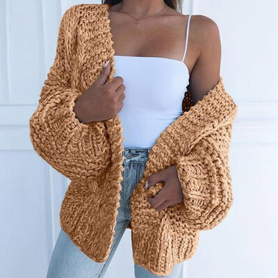

Autumn And Winter Women Cardigans Sweater Solid Color Sweater Open Front Sweater Warm Coat