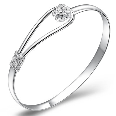

Fashion Women Sakura Jewelry Silver Bracelet Charm Bangle Cuff Jewelry Gift Hot