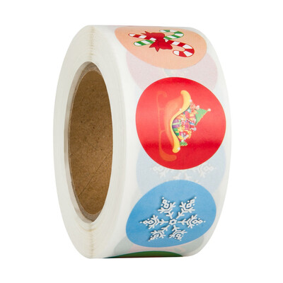 

500Pcs Roll Xmas Cookie Bags Kraft Stickers Sealing Tag Merry Christmas Seal Label Party Supplies