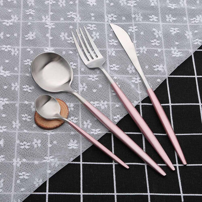 

Siaonvr Portugal Style Stainless Flatware Fork Spoon Cutlery Tableware 4 Pcs Sets