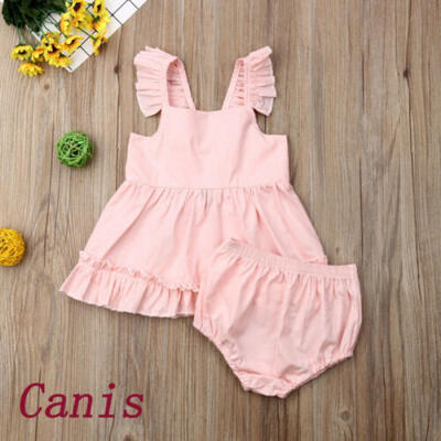 

Princess Newborn Baby Girls Sleeveless Tops Shorts 2PCS Outfits Sunsuit Summer