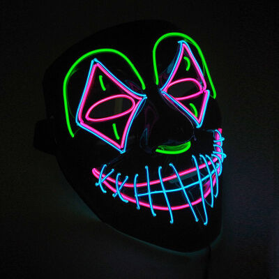 

Halloween LED Mask EL Wire Glowing Ghost Mask Flashing Light Mask For Halloween Scary Cosplay Masquerade Party Luminous Mask