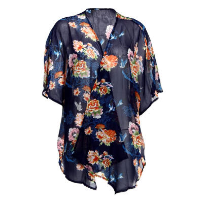 

2016 Summer Fashion Long Chiffon Women Hot Print Pattern Kimono Cardigan