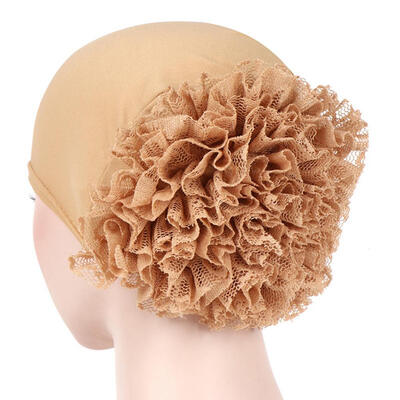 

Solid Color Lace Flower Women Muslim Hijab Turban Arabic Head Scarf Cap Hat