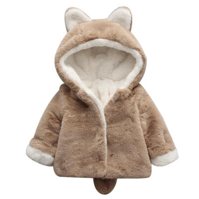 

Winter Baby Kids Girls Cute Bunny Fleece Coat Warm Infant Hooded Outerwear