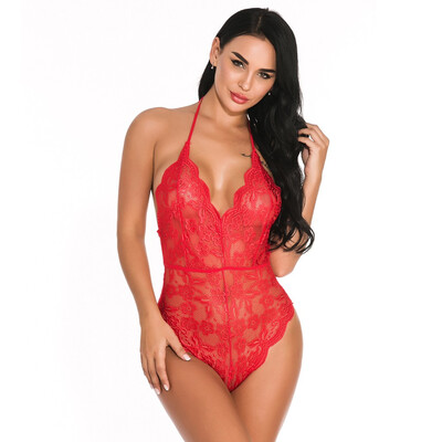 

Toponeto New Sexy Women Lace Bodysuit Sexy Teddy Lingerie Jumpsuit Backless Underwear