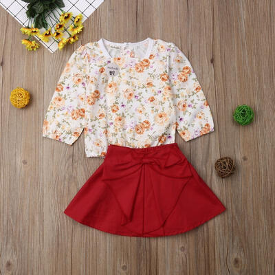 

Newborn Toddler Kids Baby Girl Tops Flower Tutu Skirt Dress 2Pcs Outfit Clothes