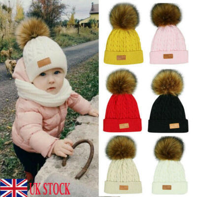 

Cute Baby Girl Boy Toddler Kids Infant Winter Warm Fur Pom Knit Hat Beanie Cap