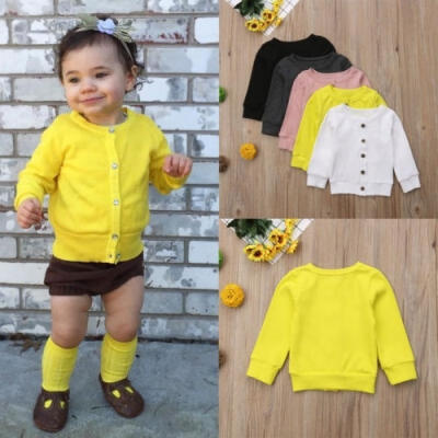 

Cute Kids Girls Spring Fall Long Sleeve Coats Candy Color Cardigan Sweater