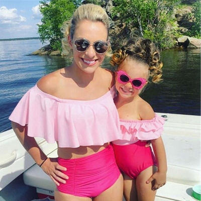 

Family Matching Frill Swimwear Mother Daughter Girl Bikini Bathing Suit Swimsuit