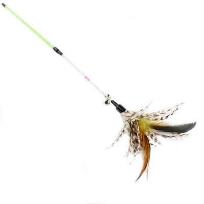 

Cat Kitten Teaser Feather toy Steel bells Pet Toy Wand Beads Paper Stipe spiral Feathers stick teaser cat Sticks