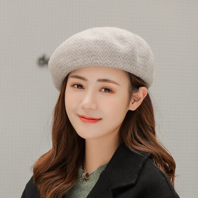 

British Dome Mixed Berry Hat Female Wool Bud Hat Japanese Pumpkin Hat Painters Hat Autumn&Winter of 2019