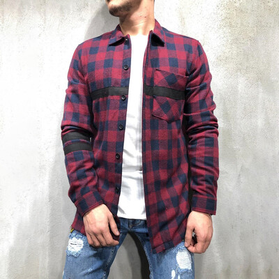 

2019 Mens Button Fitness Down Plaid Flannel Shirt Long Sleeve Casual Tops