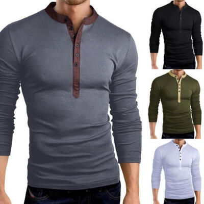 

Men Slim Fit V Neck Long Sleeve Cotton Muscle Tee T-shirt Casual Tops Blouse