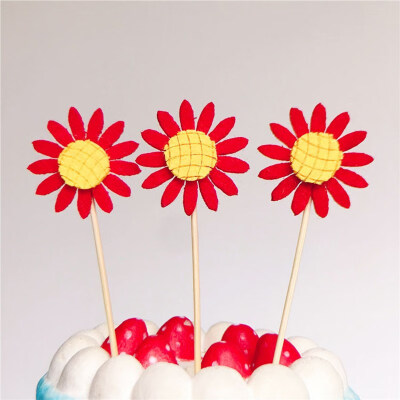 

FUNNYBUNNY Sunflower Cake Baking Decoration Card Plug-in Sun Flower Flag Dessert Table Decoration Card Birthday Cake Topper