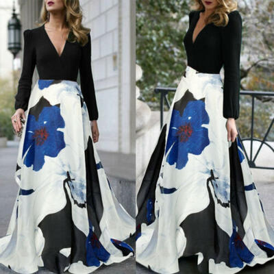 

Women Boho Long Maxi Dress Lady Cocktail Party Evening Summer Beach Sundress