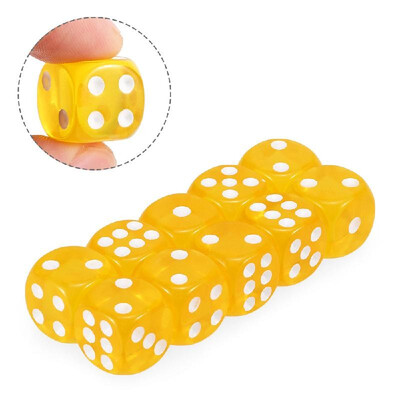 

10 PCS 14MM Transparent Dice Acrylic Gambling Game Playing Square Corner Dice Set