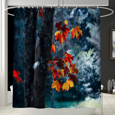 

Gobestart New Waterproof Shower Curtain with 12 Hooks 3D Printed Bathroom Polyester
