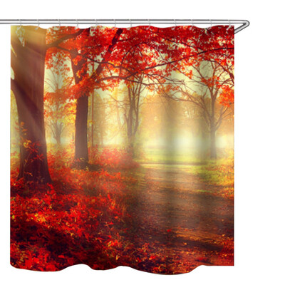 

Fashion Creative Maple Landscape Natural Scenery Print 3D Digital Printing Shower Curtain Series Waterproof And Mildew
