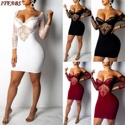 

UK Sexy Women Ladies Long sleeve backless bodycon club party cocktail dress -XL