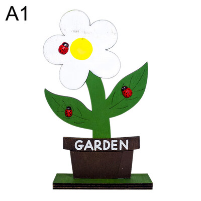 

Nordic Wooden Flower Tulip Mushroom Cute Easter Ornament Festival Home Decor