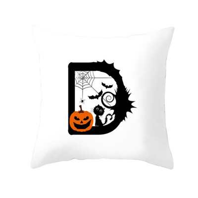 

4545cm Pillow Case Cushion Cover Halloween Interest Letter Pumpkin Home Decor