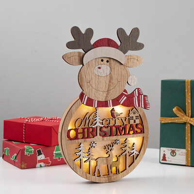 

Siaonvr LED Light Snowman Christmas Hanging Wooden Ornament Xmas Tree For Holiday Season