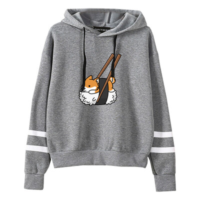 

Women Cute Sushi Shiba Inu Printed Hoodie Long Sleeve Shiba Inu Printing Hooded Sweatshirt Pullover