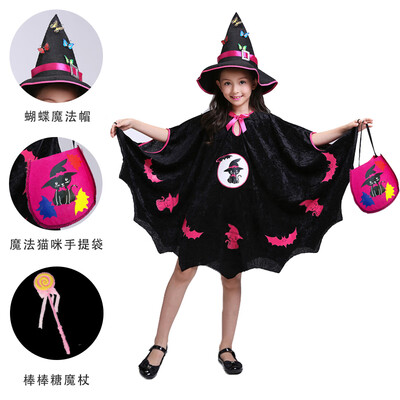 

Halloween costume children boys&girls ice blue 3 piece set mask cloak cloak props cosplay decoration boys&girls kindergarten performance dress show cost