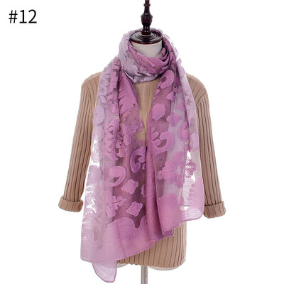 

Lace silk scarf cut flower embroidery large gradient color scarf hollowed out organza cotton scarf sunscreen shawl