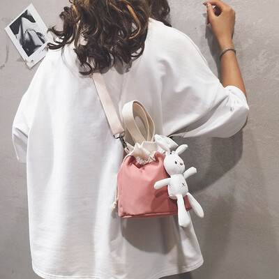 

Cute ugly cute small bag female 2019 new Korean version of the ocean shoulder bucket bag cartoon rabbit slung net red envelope