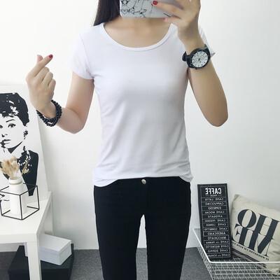 

Solid Color Short-sleeved Womens T-shirt Summer Ladies Slim O-neck Short-sleeved T-shirt
