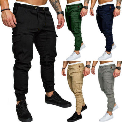 

New Mens Slim Fit Urban Straight Leg Trousers Casual Pencil Jogger Cargo Pants