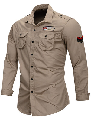 

Epaulet Design Applique Button Up Shirt