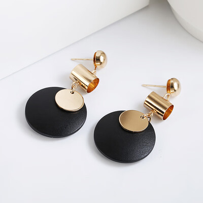 

116 Fashion Statement Drop Round Wood Earrings for Women Geometry Hollow Alloy Dangle Earring Ethnic Jewelry Gifts