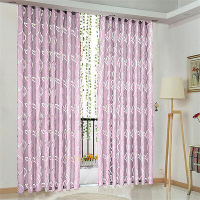 

Gobestart 2 PCS Vines Leaves Tulle Door Window Curtain Drape Panel Sheer Scarf Valances