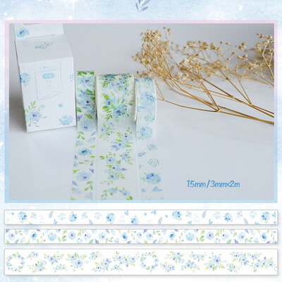 

3 PcsBox Fantasy Ocean Beautiful Flowers Plant Washi Tape DIY Decoration for Scrapbooking Masking Tape Adhesive Tape