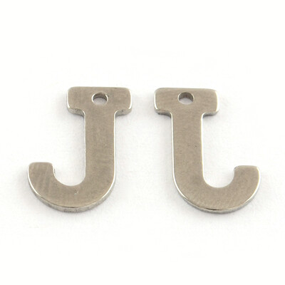 

304 Stainless Steel Letter Charms LetterJ 11x7x05mm Hole 1mm
