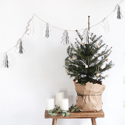 

Tailored Three-dimensional Mini Christmas Tree Paper String Pull Flower Hanging Flag DIY
